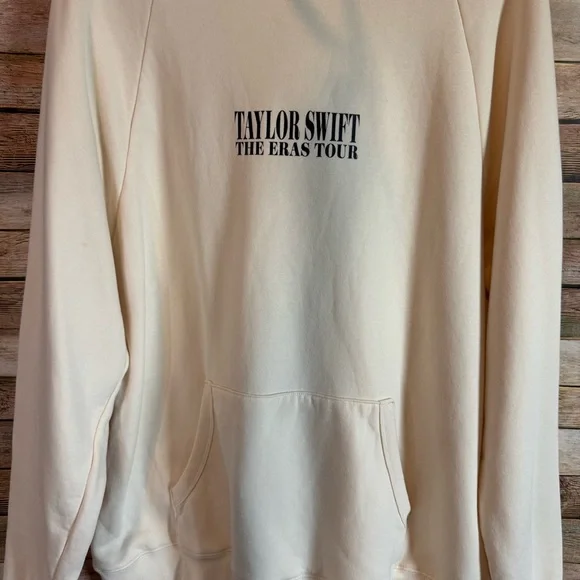 Official TAYLOR SWIFT The Eras Tour II Beige Pullover Hooded Sweatshirt Size L - Picture 4 of 8